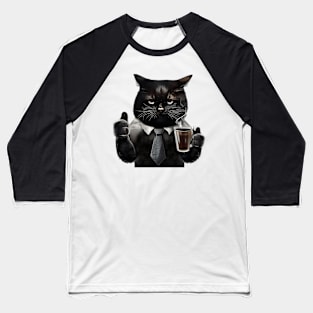 Bossy Cat Coffee Thumbs-Up Baseball T-Shirt